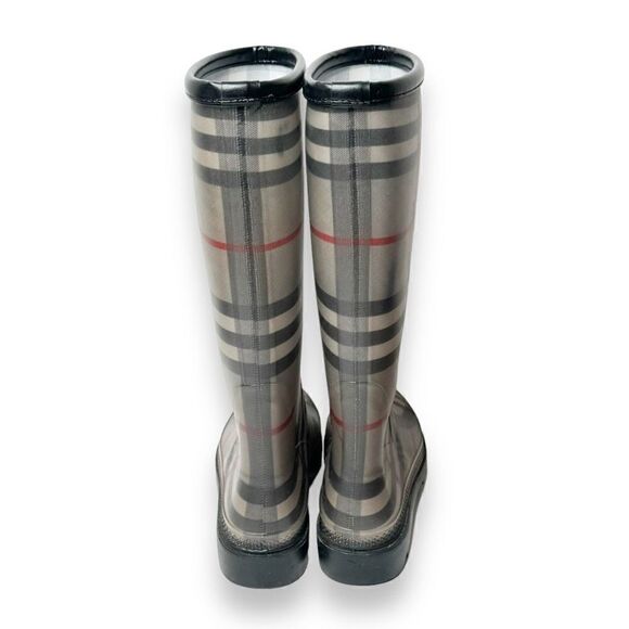 Burberry Grey Black Nova Check Plaid Wellington Rain Boots Women’s 38 (Fit US 8) - Picture 4 of 10